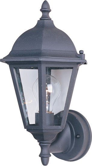 Foto para 100W Westlake Cast 1-Light Outdoor Wall Lantern BK Clear Glass MB Incandescent 8"x15" 6-Min