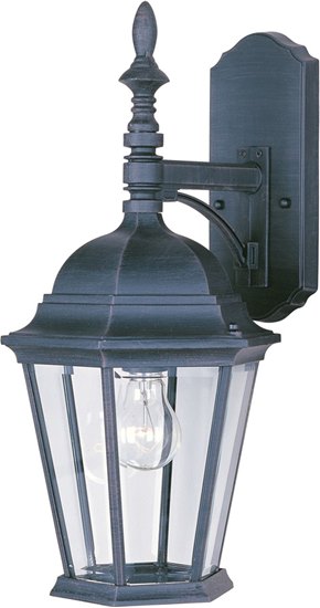 Foto para 100W Westlake Cast 1-Light Outdoor Wall Lantern BK Clear Glass MB Incandescent 9.5"x19" 4-Min