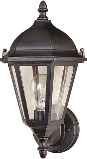 Picture of 100W Westlake Cast 1-Light Outdoor Wall Lantern EB Clear Glass MB Incandescent 8"x15" 6-Min