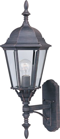 Foto para 100W Westlake Cast 1-Light Outdoor Wall Lantern RP Clear Glass MB Incandescent 9.5"x24" 4-Min