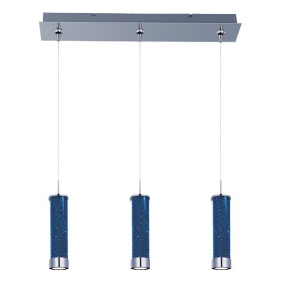 Picture of 11.5W Chroma 3-Light LED RapidJack Pendant and Canopy PC Sky Blue Glass Cree® LED (OA HT 22.5"-142.5") (CAN 24.25"x4.5"x2.5")