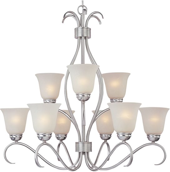 Foto para 13W Basix EE 9-Light Chandelier SN Ice Glass GU24 Fluorescent 72" Chain