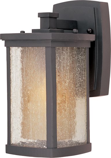 Foto para 13W Bungalow EE1-Light Wall Lantern Wet BZ Seedy/Wilshire Glass GU24 Fluorescent 6-Min