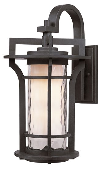 Picture of 13W Oakville EE 1-Light Outdoor Wall Lantern BO Water Glass GU24 8"x14.25" 