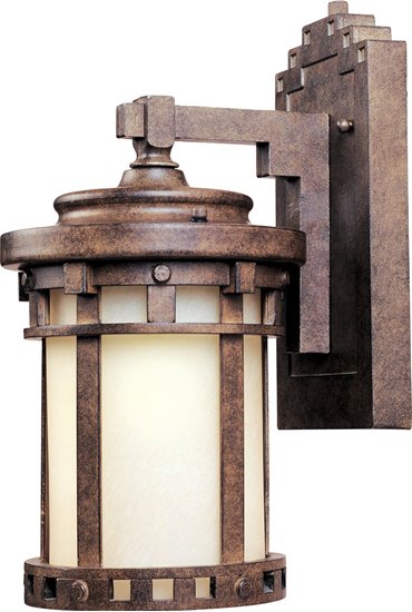 Foto para 13W Santa Barbara EE 1-Light Outdoor Wall Lantern SE Mocha Glass GU24 Fluorescent 5.5"x10" 