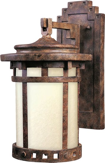 Picture of 13W Santa Barbara EE 1-Light Outdoor Wall Lantern SE Mocha Glass GU24 Fluorescent 7"x13" 