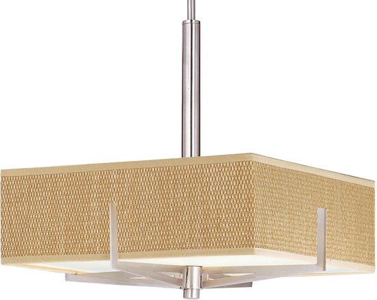 Foto para 18W Elements 3-Light Pendant SN Natural Fiber GU24 Fluorescent 16"x16"x5.25" (OA HT 25"-68")