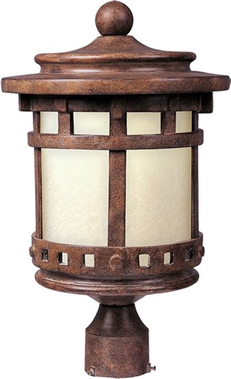 Foto para 18W Santa Barbara EE 1-Light Outdoor Pole/Post Lantern SE Mocha Glass GU24 Fluorescent 