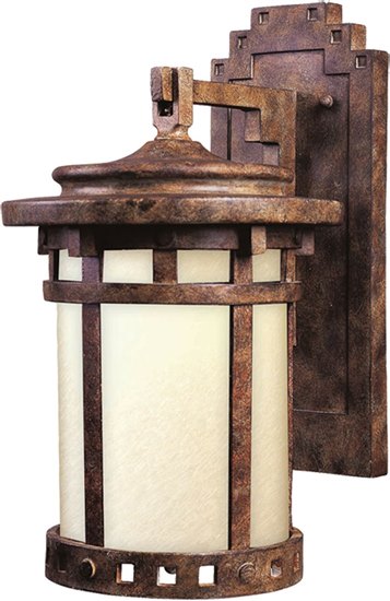 Foto para 18W Santa Barbara EE 1-Light Outdoor Wall Lantern SE Mocha Glass GU24 Fluorescent 