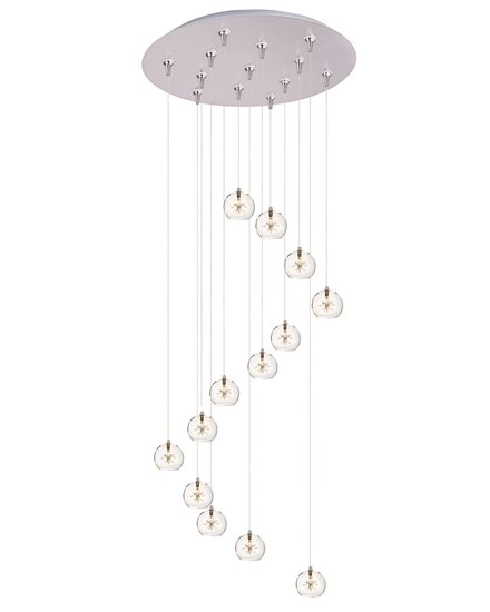 Foto para 20W Starburst 13-Light RapidJack Pendant and Canopy SN Clear Glass 12V G4 Xenon (OA HT 6.5"-126.5") (CAN 21"x2.5")