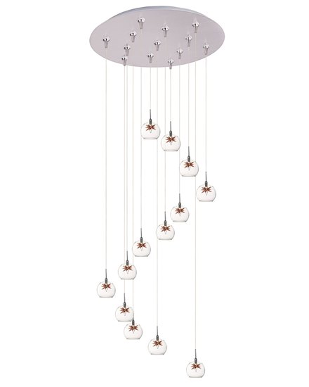 Foto para 20W Starburst 13-Light RapidJack Pendant and Canopy SN Clear/Amber Glass 12V G4 Xenon (OA HT 6.5"-126.5") (CAN 21"x2.5")