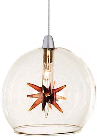 Picture of 20W Starburst 1-Light RapidJack Pendant Clear/Amber Glass 12V G4 Xenon 