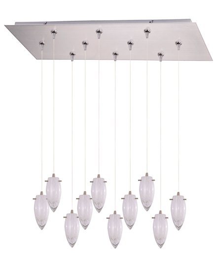 Picture of 35W White Cirrus 10-Light RapidJack Pendant and Canopy SN Glass 12V G4 Xenon (OA HT 9.5"-129.5") (CAN 31.5"x12.5"x2.5")