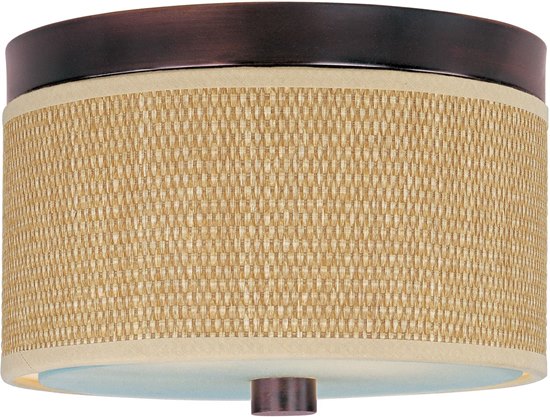 Foto para 40W Elements 2-Light Flush Mount OI Natural Fiber MB Incandescent 