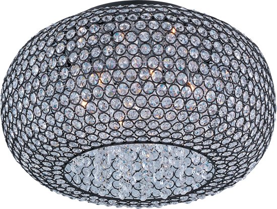 Foto para 40W Glimmer 6-Light Flush Mount BZ Beveled Crystal Glass G9 Xenon 18"x8.75" 