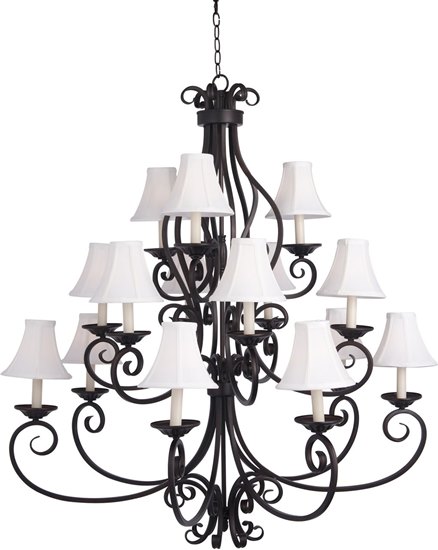 Picture of 40W Manor 15-Light Chandelier with Shades OI Fabric CA Incandescent 72" Chain