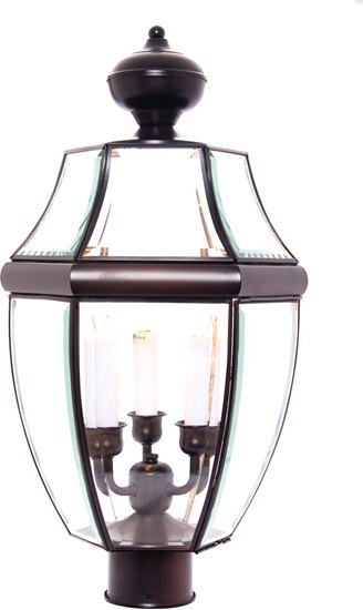 Foto para 40W South Park 3-Light Outdoor Pole/Post Lantern BU Clear Glass CA Incandescent 12"x23.5" 