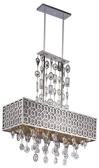 Foto para 40W Symmetry 8-Light Chandelier PN Fabric G9 Xenon (OA HT 62.75")