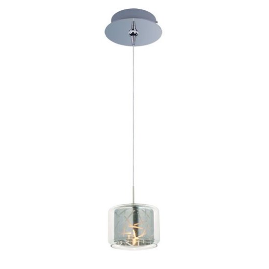 Picture of 50W Confetti 1-Light RapidJack Pendant and Canopy PC Clear/Mirror Glass 12V GY6.35 T4 Xenon (OA HT 10.5"-130.5") (CAN 6"x2.5")