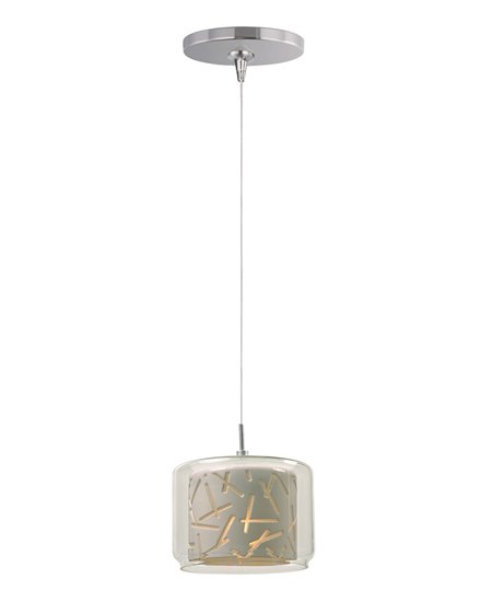 Picture of 50W Confetti 1-Light RapidJack Pendant and Canopy PC Clear/White Metal 12V GY6.35 T4 Xenon (OA HT 7.75"-127.75") (CAN 4.25"x1.25")