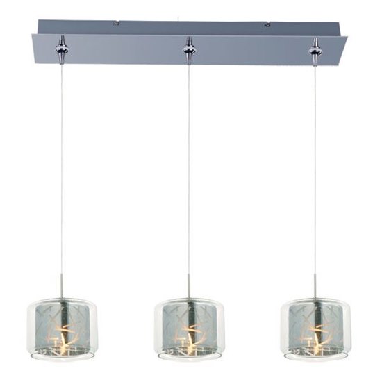 Picture of 50W Confetti 3-Light RapidJack Pendant and Canopy PC Clear/Mirror Glass 12V GY6.35 T4 Xenon (OA HT 10.5"-130.5") (CAN 24.25"x4.5"x2.5")