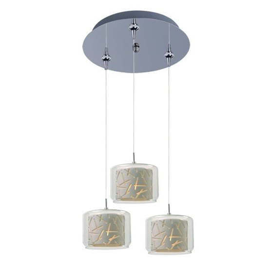 Picture of 50W Confetti 3-Light RapidJack Pendant and Canopy PC Clear/White Metal 12V GY6.35 T4 Xenon (OA HT 9"-129") (CAN 11.75"x2.5")