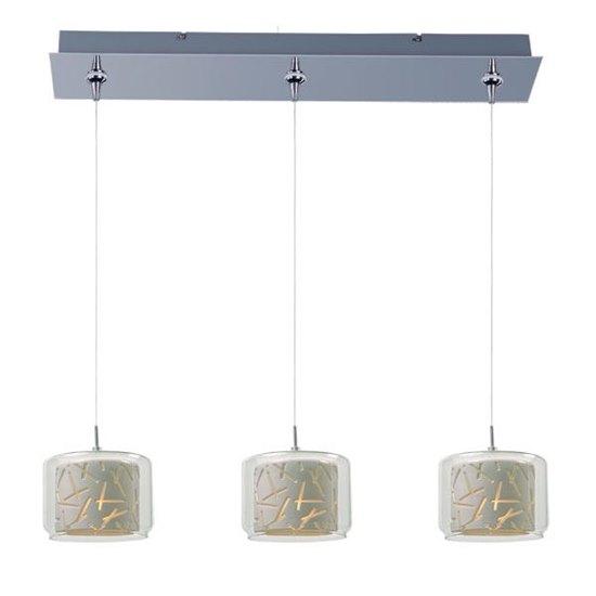 Picture of 50W Confetti 3-Light RapidJack Pendant and Canopy PC Clear/White Metal 12V GY6.35 T4 Xenon (OA HT 9"-129") (CAN 24.25"x4.5"x2.5")