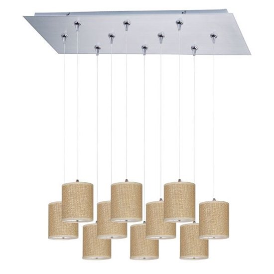 Foto para 50W Elements 10-Light RapidJack Pendant and Canopy SN Natural Fiber 12V GY6.35 T4 Xenon (OA HT 9.5"-129.5") (CAN 31.5"x12.5"x2.5")