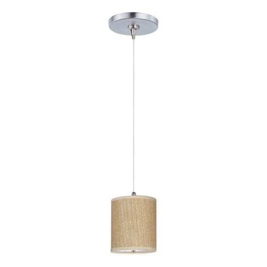 Picture of 50W Elements 1-Light RapidJack Pendant and Canopy SN Natural Fiber 12V GY6.35 T4 Xenon (OA HT 8"-128") (CAN 4.5"x4.25")