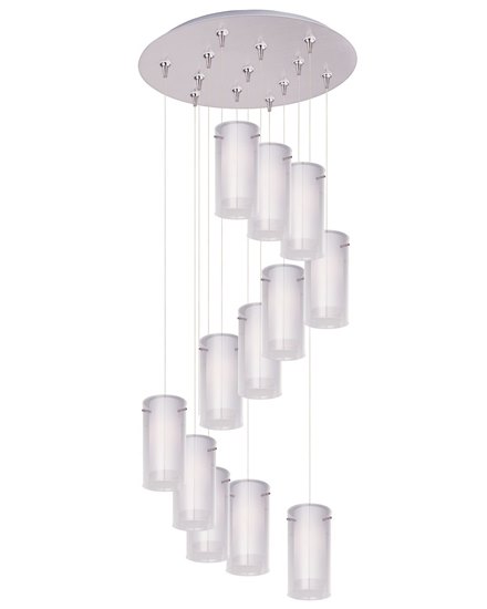 Foto para 50W Frost 13-Light RapidJack Pendant and Canopy SN Clear/White Glass 12V GY6.35 T4 Xenon (OA HT 9.5"-129.5") (CAN 21"x2.5")