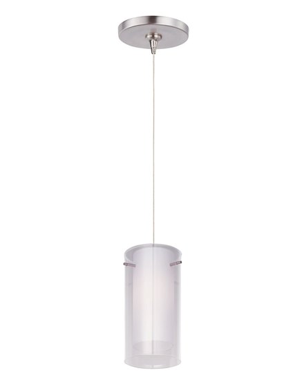 Picture of 50W Frost 1-Light RapidJack Pendant and Canopy SN Clear/White Glass 12V GY6.35 T4 Xenon (OA HT 8"-128") (CAN 4.5"x4.25")