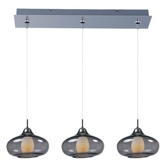 Foto para 50W Graduating 3-Light RapidJack Pendant and Canopy PC Graduating Smoke Glass 12V GY6.35 T4 Xenon (OA HT 10.5"-130.5") (CAN 24.25"x4.5"x2.5")