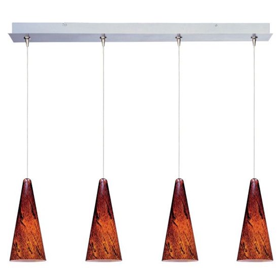 Foto para 50W Lava 4-Light RapidJack Pendant and Canopy SN Amber Lava Glass 12V GY6.35 T4 Xenon (OA HT 12.25"-132.25") (CAN 34.5"x4.5"x2.25")