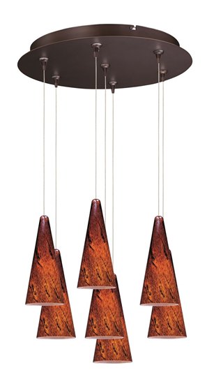 Picture of 50W Lava 7-Light RapidJack Pendant and Canopy BZ Amber Lava Glass 12V GY6.35 T4 Xenon (OA HT 12.5"-132.5") (CAN 17"x2.5")