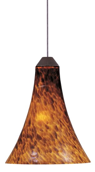 Foto para 50W Leopard 1-Light RapidJack Pendant BZ Amber Leopard Glass 12V GY6.35 T4 Xenon 