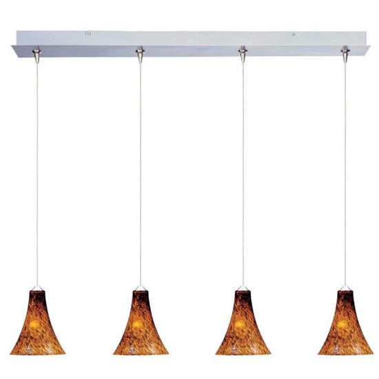 Picture of 50W Leopard 4-Light RapidJack Pendant and Canopy SN Amber Leopard Glass 12V GY6.35 T4 Xenon (OA HT 9.75"-129.75") (CAN 34.5"x4.5"x2.25")