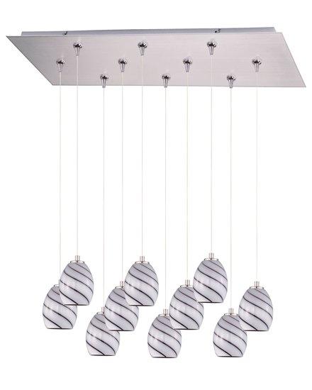 Foto para 50W Swirl 10-Light RapidJack Pendant and Canopy SN Grape Swirl Glass 12V GY6.35 T4 Xenon (OA HT 10"-130") (CAN 31.5"x12.5"x2.5")