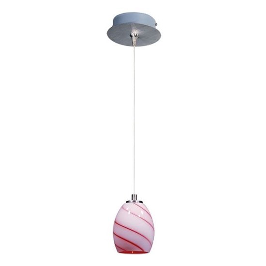 Foto para 50W Swirl 1-Light RapidJack Pendant and Canopy SN Cherry Swirl Glass 12V GY6.35 T4 Xenon (OA HT 9.75"-128.75") (CAN 5.75"x1.25")