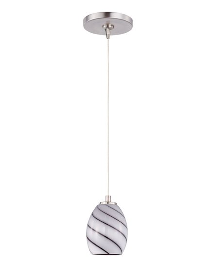 Picture of 50W Swirl 1-Light RapidJack Pendant and Canopy SN Grape Swirl Glass 12V GY6.35 T4 Xenon (OA HT 8.5"-128.5") (CAN 4.5"x4.25")