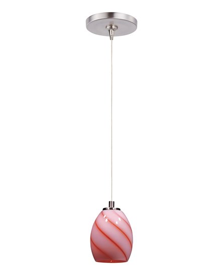 Foto para 50W Swirl 1-Light RapidJack Pendant and Canopy SN Tangerine Swirl Glass 12V GY6.35 T4 Xenon (OA HT 8.5"-128.5") (CAN 4.5"x4.25")