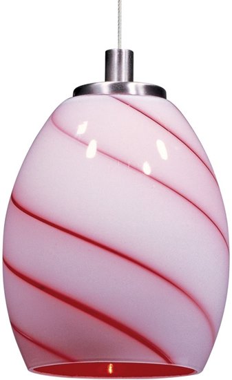 Picture of 50W Swirl 1-Light RapidJack Pendant SN Cherry Swirl Glass 12V GY6.35 T4 Xenon 