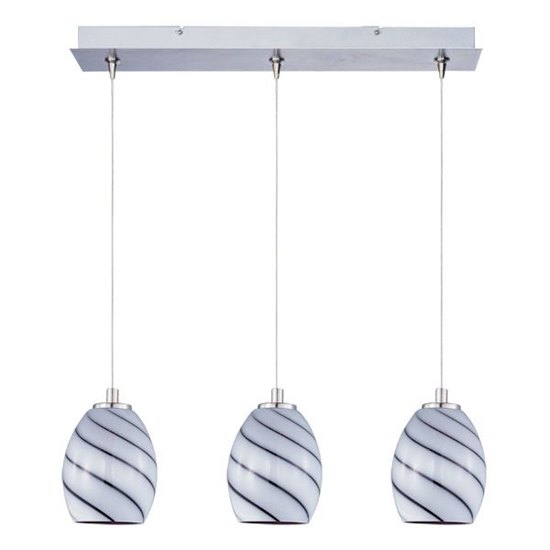 Foto para 50W Swirl 3-Light RapidJack Pendant and Canopy SN Grape Swirl Glass 12V GY6.35 T4 Xenon (OA HT 8.5"-128.75") (CAN 24.25"x4.25"x1.25")