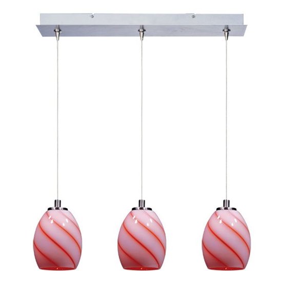 Foto para 50W Swirl 3-Light RapidJack Pendant and Canopy SN Tangerine Swirl Glass 12V GY6.35 T4 Xenon (OA HT 8.5"-128.75") (CAN 24.25"x4.25"x1.25")