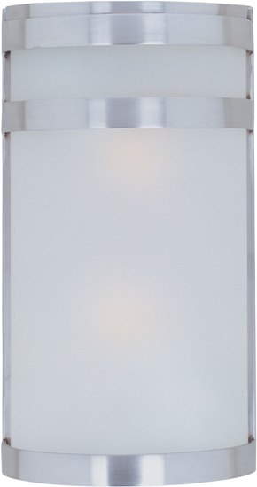 Picture of 60W Arc 2-Light Outdoor Wall Lantern SST Frosted Glass MB Incandescent 