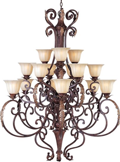 Picture of 60W Augusta 15-Light Chandelier with Crystals AF Cafe Glass MB Incandescent 72" Chain