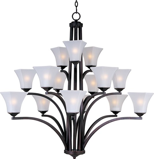 Foto para 60W Aurora 15-Light Chandelier OI Frosted Glass MB Incandescent 72" Chain