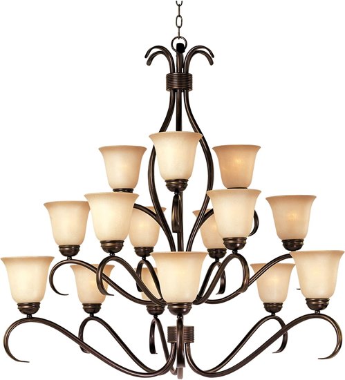 Picture of 60W Basix 15-Light Chandelier OI Wilshire Glass MB Incandescent 72" Chain