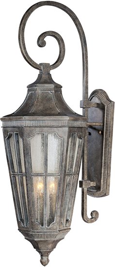 Picture of 60W Beacon Hill VX 3-Light Outdoor Wall Lantern SE Seedy Glass CA Incandescent 12.5"x37" 