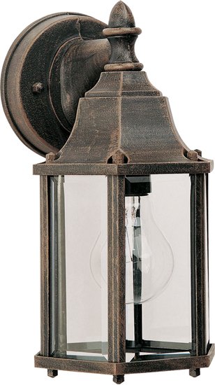 Picture of 60W Builder Cast 1-Light Outdoor Wall Lantern RP Clear Glass MB Incandescent 5.5"x10" 6-Min