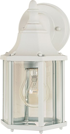 Foto para 60W Builder Cast 1-Light Outdoor Wall Lantern WT Clear Glass MB Incandescent 5.5"x10" 6-Min